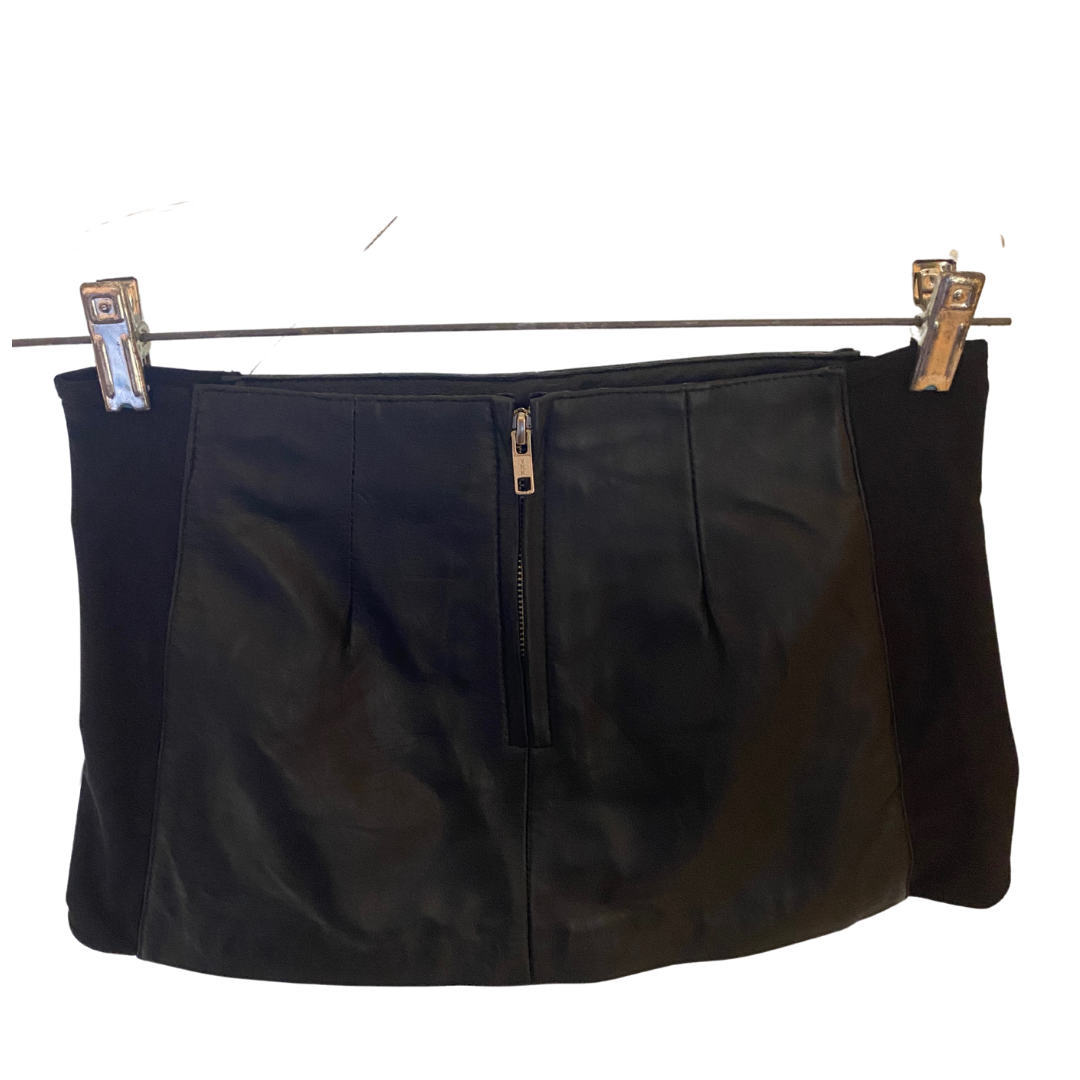 The Micro Mini Leather Skirt with Spandex Panels.