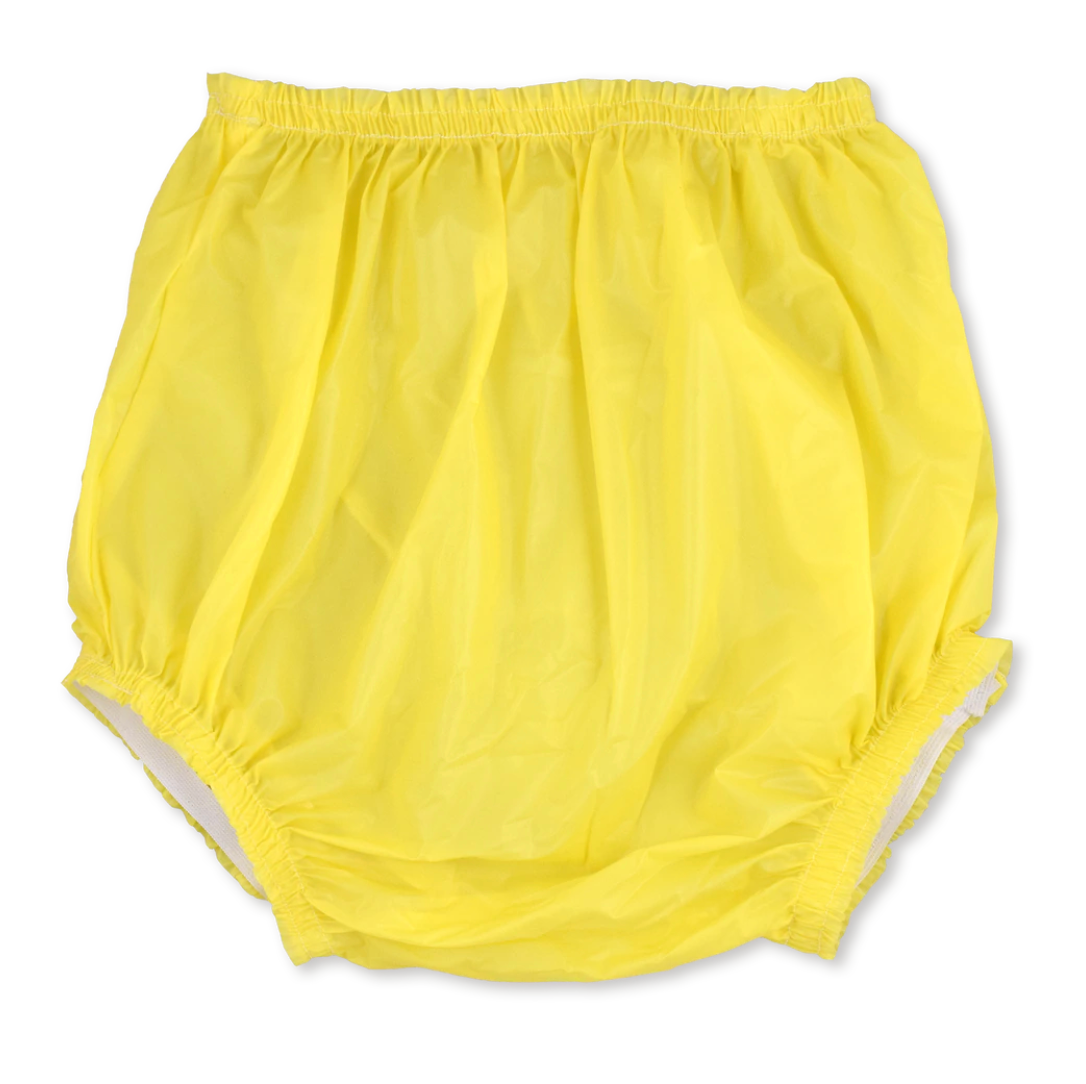 A pair of yellow Christy Plastic Pants.