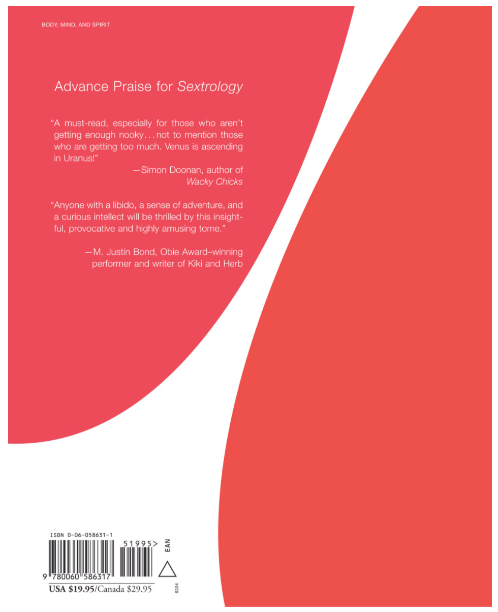 The back cover of Sextrology: Astrology Of Sex.