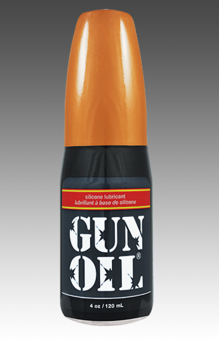 An 4 ounce bottle of Gun Oil Silicone.