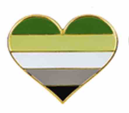 Enamel Pride Flag Heart Pin Aromantic Pride