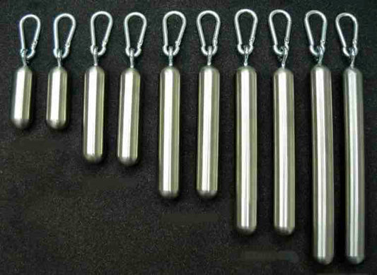 A variety of lengths of Stainless Steel Hanging Weights.