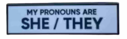 My pronouns are she/they enamel pin.