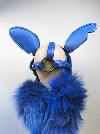 Stitch Leather Pup Mask, rear view.
