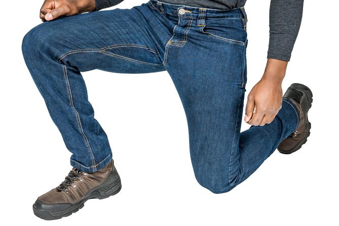 Asset Jeans kneeling front view