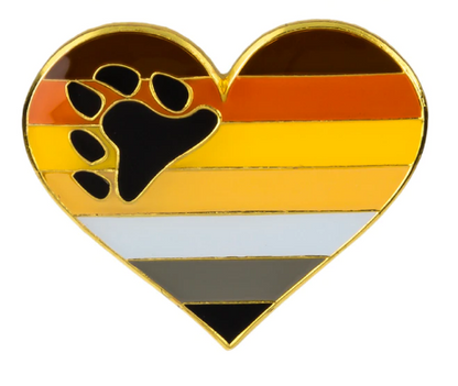 Enamel Pride Flag Heart Pin  Bear Pride