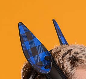 Blue plaid Neoprene Snap-On K9 Ears.