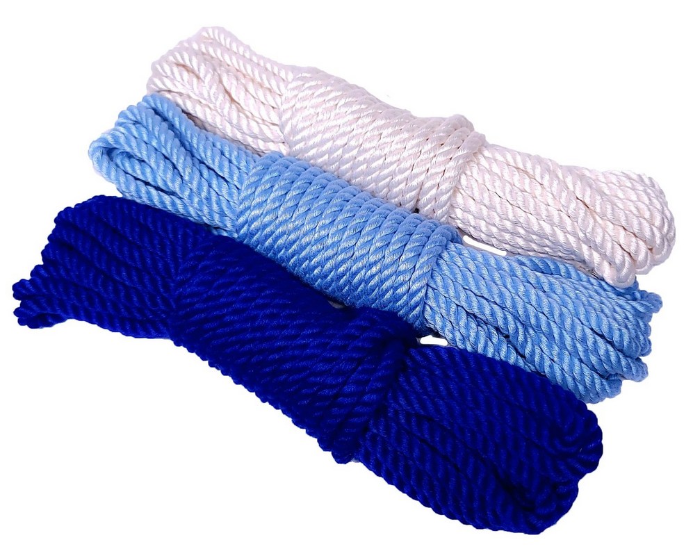 Dark Blue, Baby Blue and White Bamboo Silk Rope.