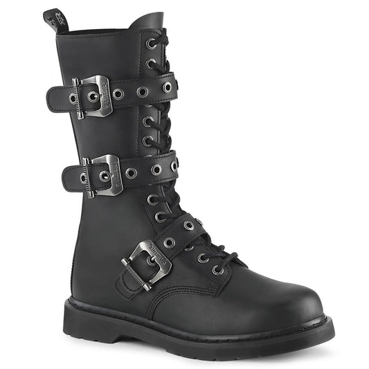 Bolt Unisex Mid Calf Combat Boot with 3 Buckles