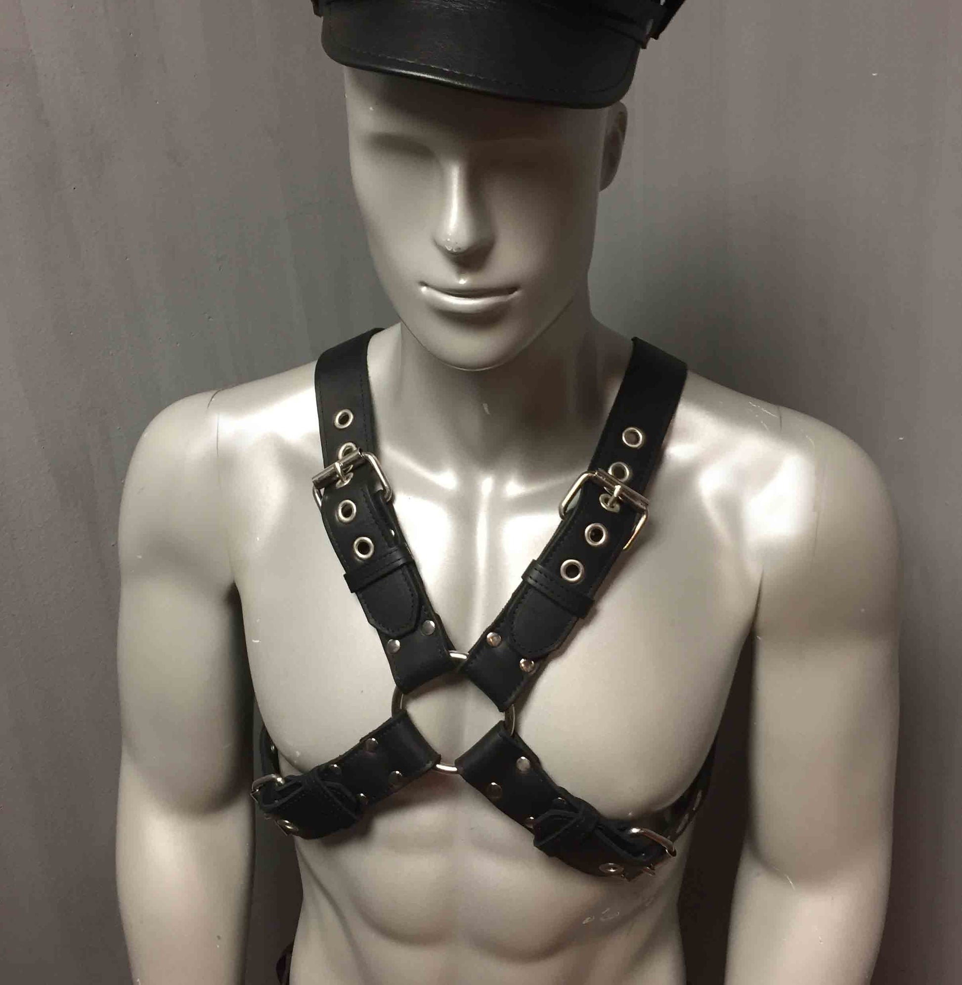 Classic 1.5" Buckle X-Harness on mannequin frontal view