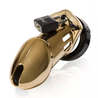 A gold CB-600 Chastity Device.