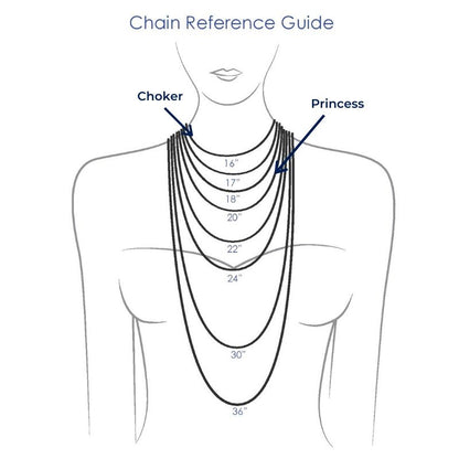 The chain length reference guide for the Eternity Ring Day Collar.