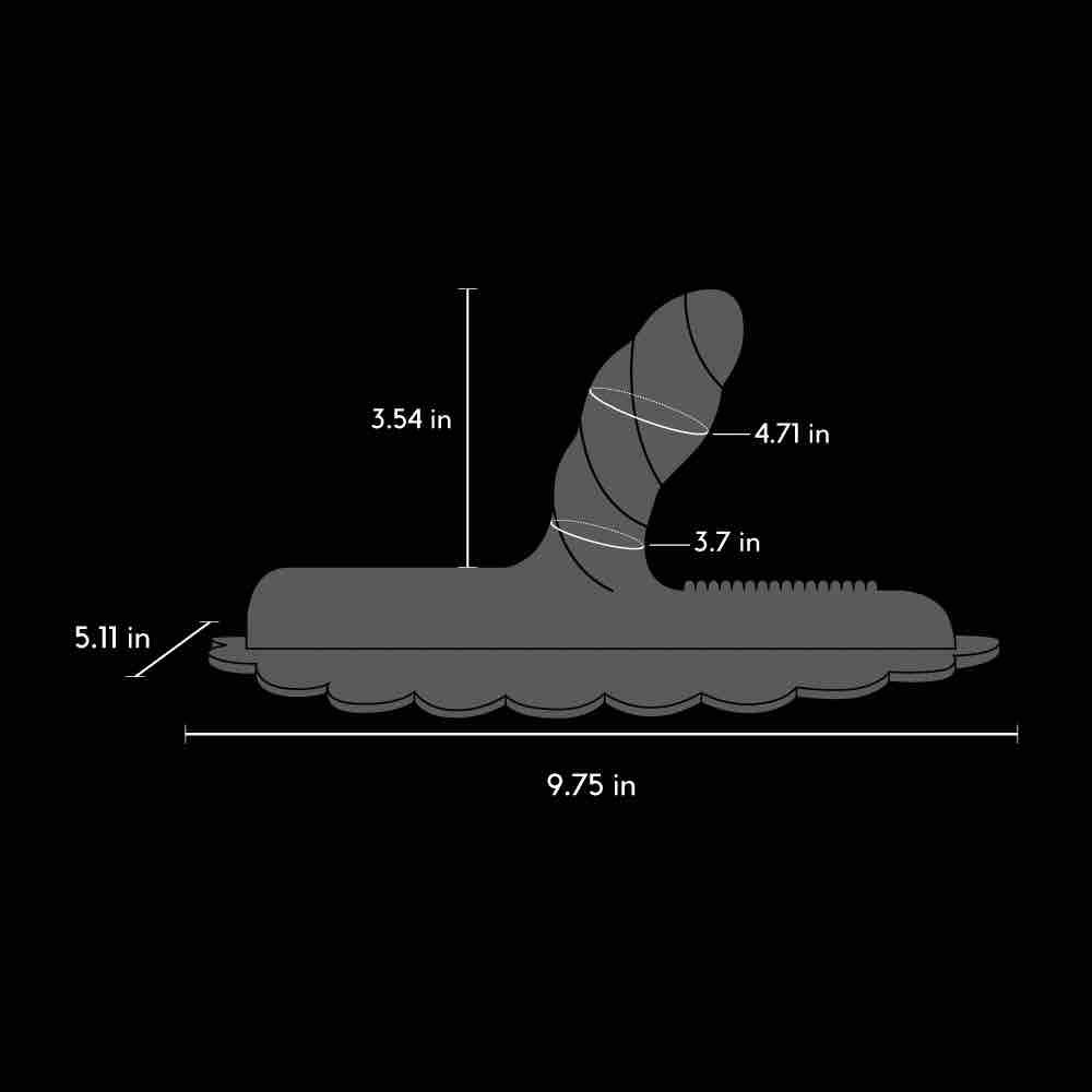 The size specifications for the Uni Horn - Twisted Textured Silicone Attachment.