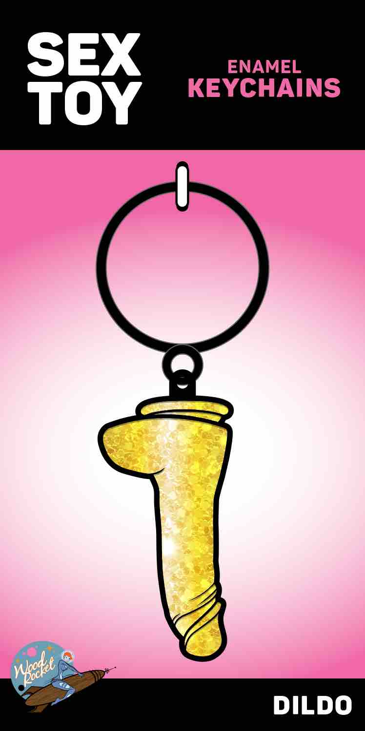 The Gold Dildo WoodRocket Keychain.