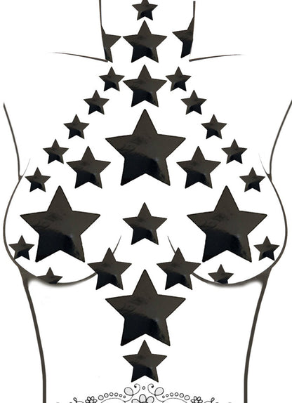 An illustration showing a pattern in which you could wear the Dom Squad Starry Stick On Pasties Crop Top.