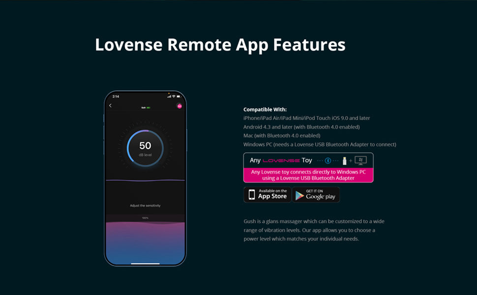 The Lovense Gush Remote App Features.