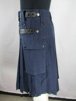 Navy Cargo Kilt, side view.