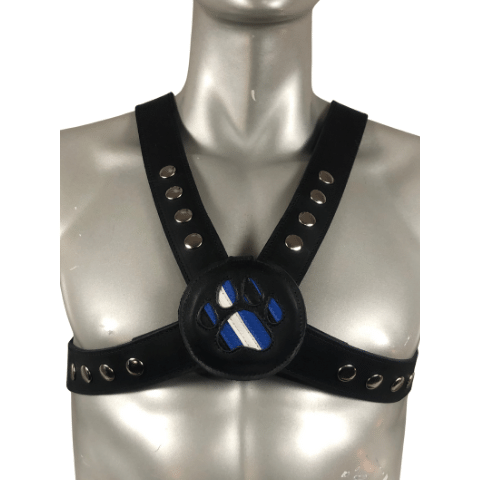 leather pride leather pup paw harness medallion