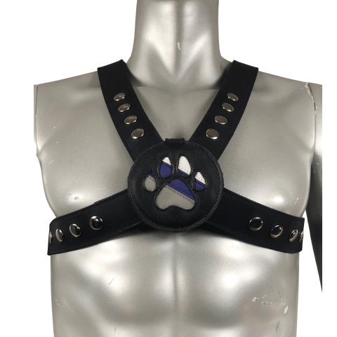 Demisexual Pride leather pup paw harness medallion