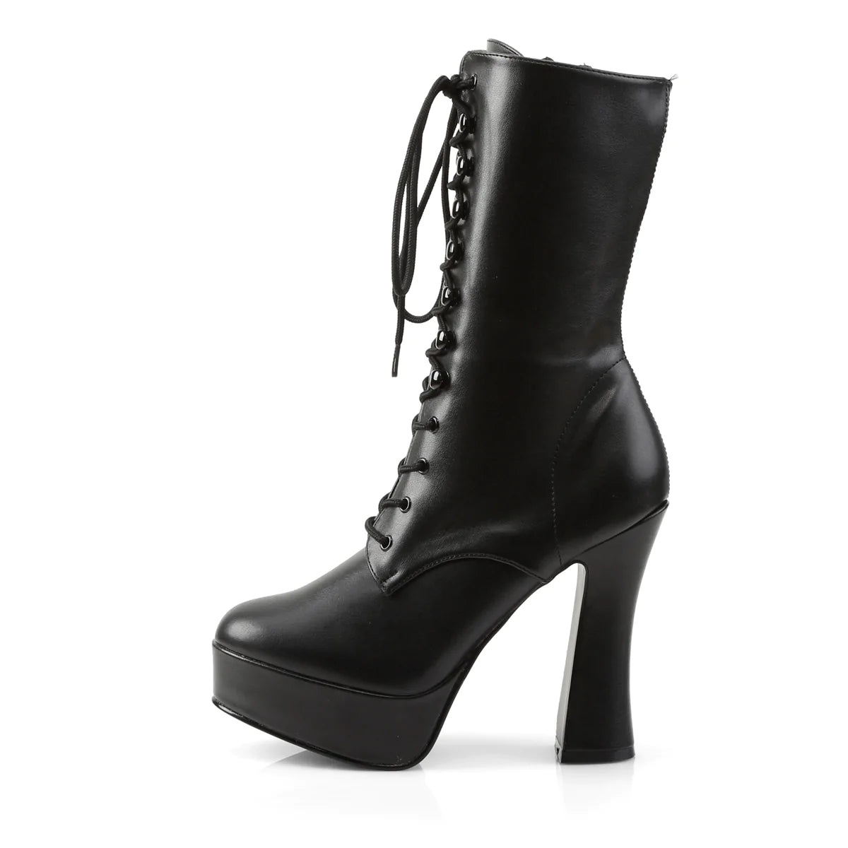 The left side of the black, vegan leather Electra Ankle Boot.