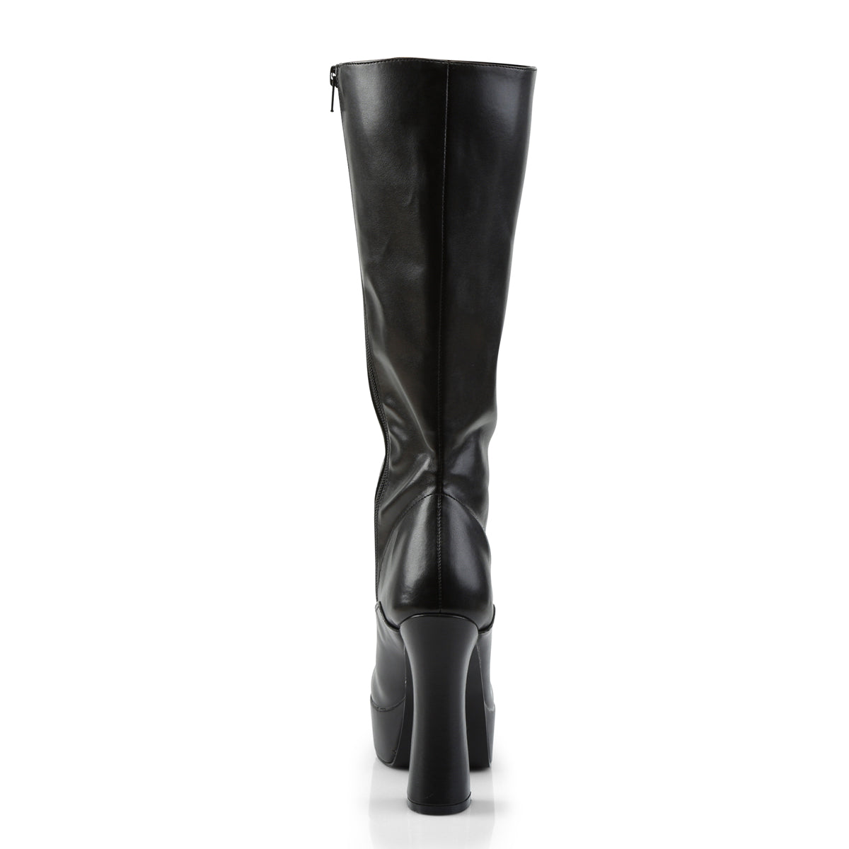 5" Electra Lace Up Knee Boot in matte black, rear view.