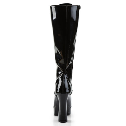 5" Electra Lace Up Knee Boot in black patent, rear view.