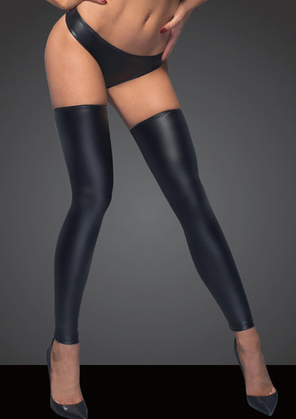 Power Wetlook Panty & Thigh High Set on model frontal view
