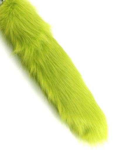 Chartreuse faux fox tail with clip. 