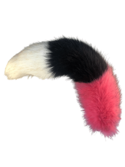 Hot Pink/Black/White Faux Fur tail with clip.