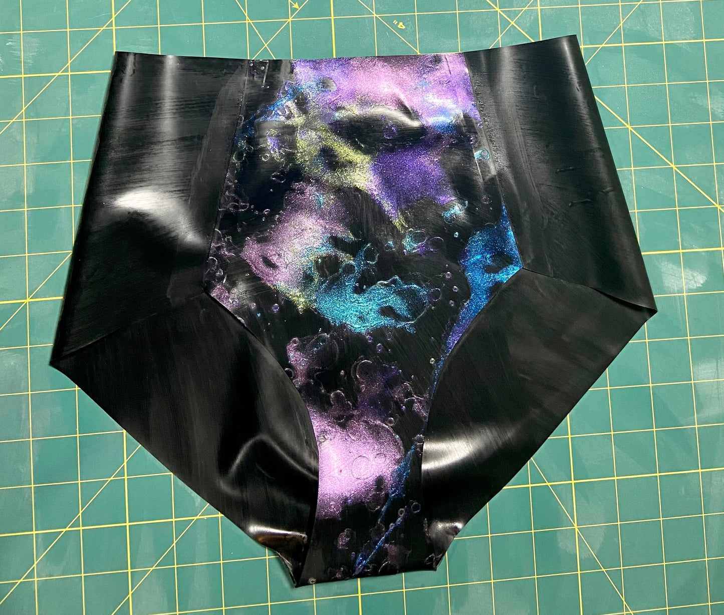 The black and galaxy Specialty Classic Latex Panel Panty.