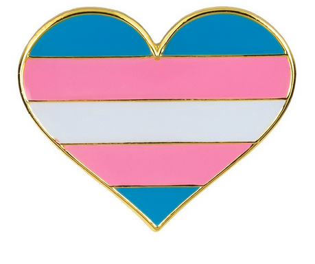 Enamel Pride Flag Heart Pin Trans Pride