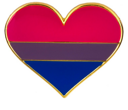 Enamel Pride Flag Heart Pin Bi Pride