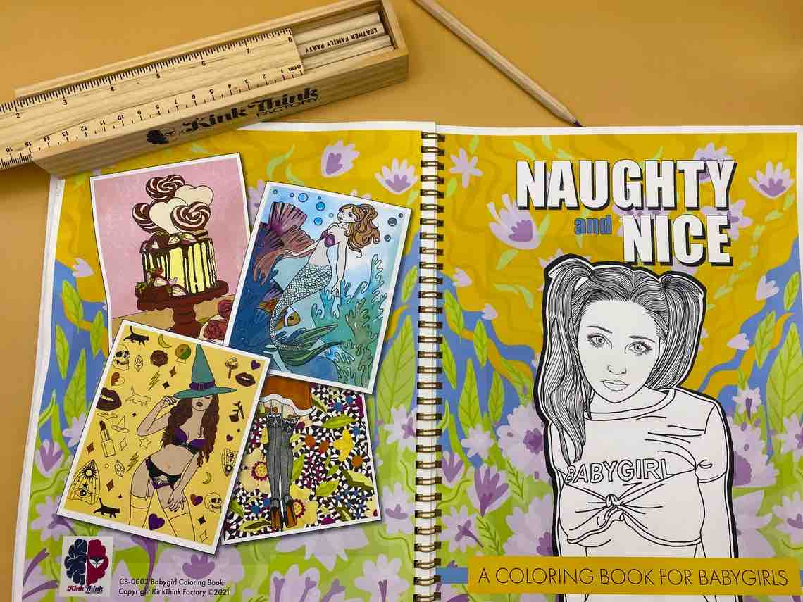 The front and back cover of Naughty and Nice: A Coloring Book for Babygirls.