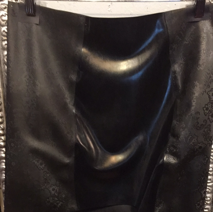 The front of the full black Latex Girdle Mini Skirt.
