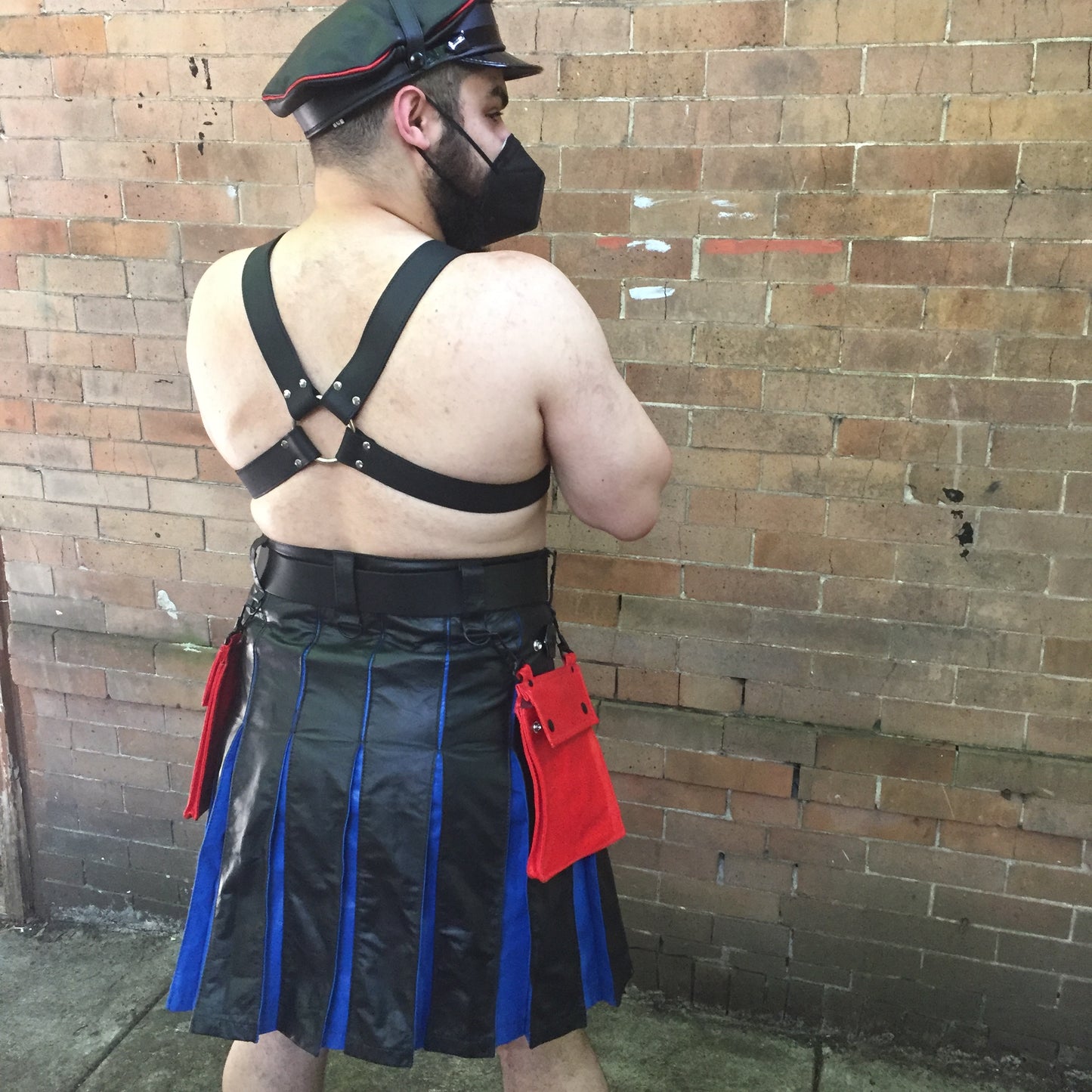 Leather pride flag heritage kilt rear view