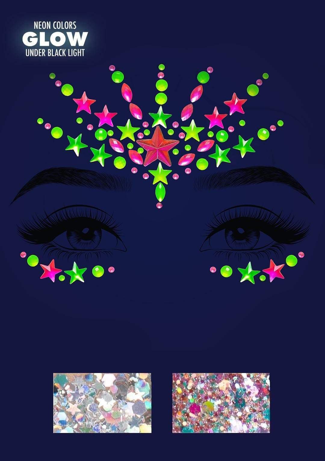 Vibe Neon Face Jewels glow in the dark