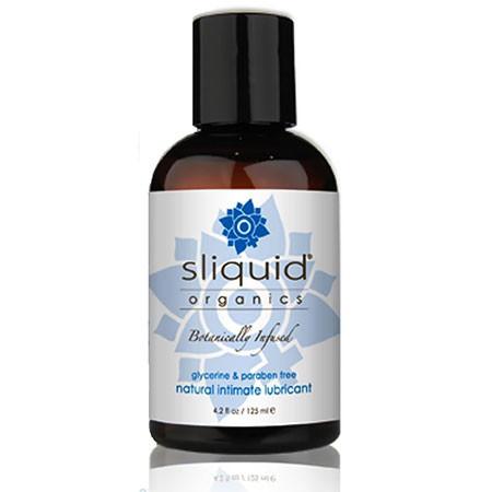 A bottle of Sliquid Liquid Organics Lubricant.