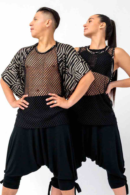 Two models showing the front of the Capri Unisex Harem Pant with Pockets.