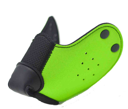 The lime Neoprene Snap-On K9 Muzzle.