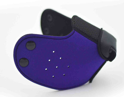 The purple Neoprene Snap-On K9 Muzzle.