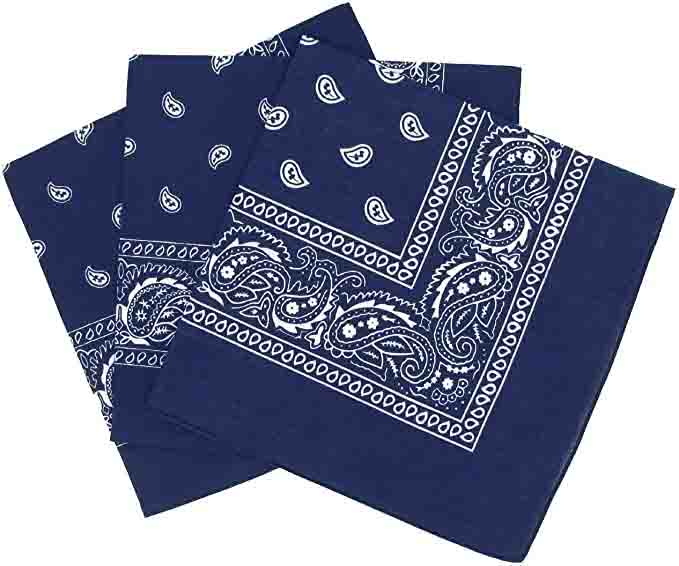 The navy blue handkerchief.