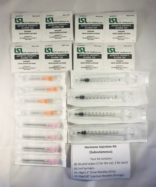 Hormone injection kit, subcutaneous contents
