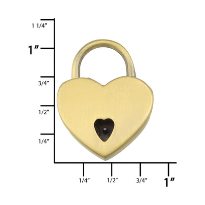 A diagram showing the measurements of the gold Small Heart Lock.