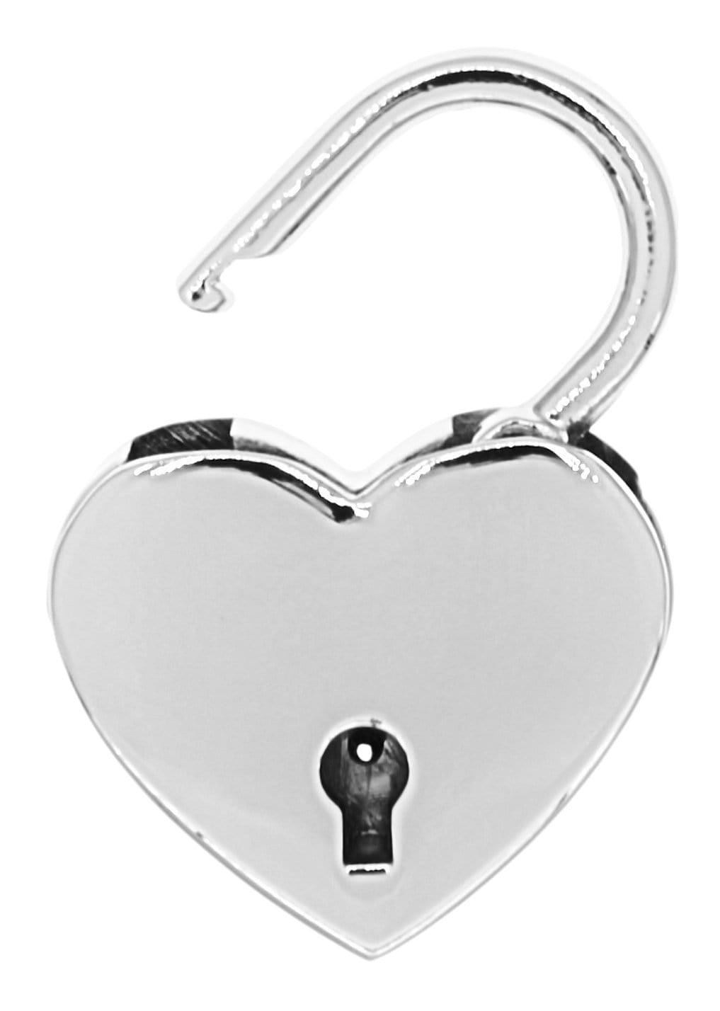 Nickel large heart lock, opened.