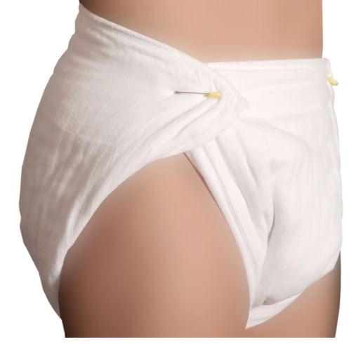 White Adult Flat Prefold Diaper.