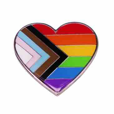 Enamel Pride Flag Heart Pin Progress Pride
