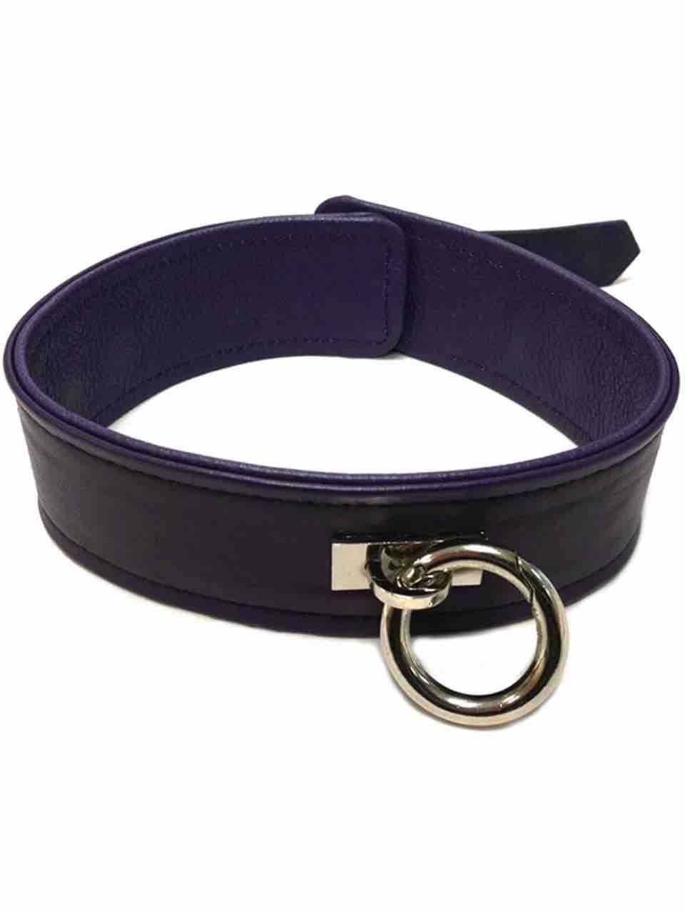The purple Rouge Leather Collar with detachable o-ring 