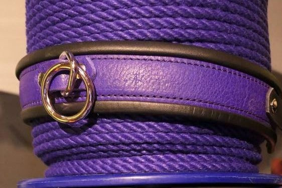 Purple Rolled Deluxe Collar with matching purple POSH synthetic jute rope.