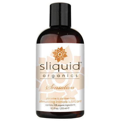 A bottle of Sliquid Sensation Organics Lubricant.