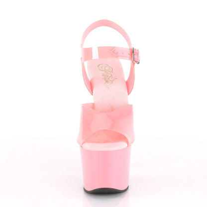 The front of the pink Sky Patent Sandal.